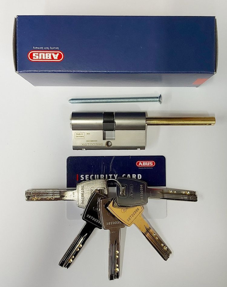 Механизм цилиндровый Abus X6 (Абус) 60мм (30*30) никель, кл/шток